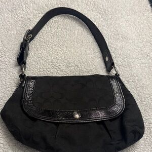 Coach Black Shoulder Bag with Glossy Trim